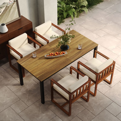 Mirely Outdoor Acacia Wood Dining Set by Latitude Run