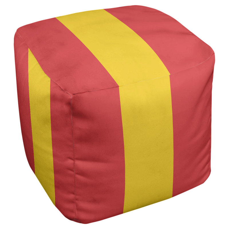 Repose-pieds cube rayures maryland, Rouge / jaune / rouge