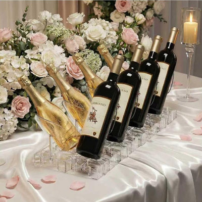 Comptoir de support à vin en acrylique, présentoir de bouteilles de vin modulaire extensible, support à vin transparent pour décoration de bar, cuisine, petits espaces, soupers et cadeaux (4)