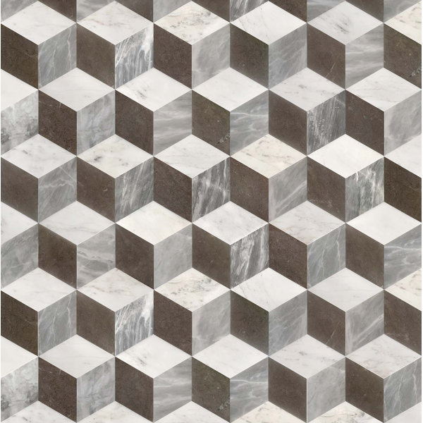 Hexagon OL Textured Finished Stone 3D Fluted Marble Tile For Wall, 1 Box 12 PCS