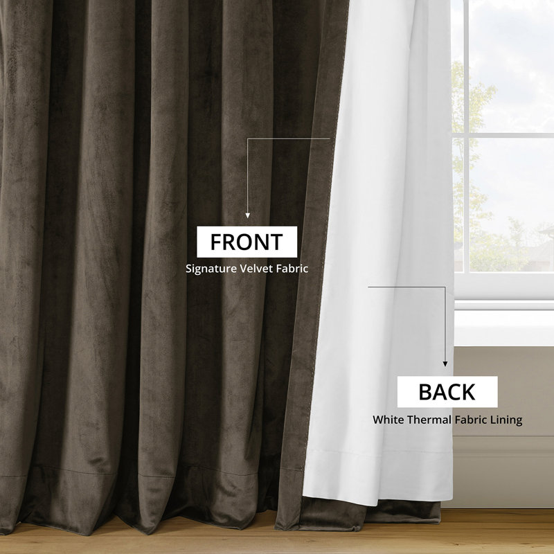 Olivia Velvet Blackout Curtain (1 Panel), Java, 50" W x 84" L