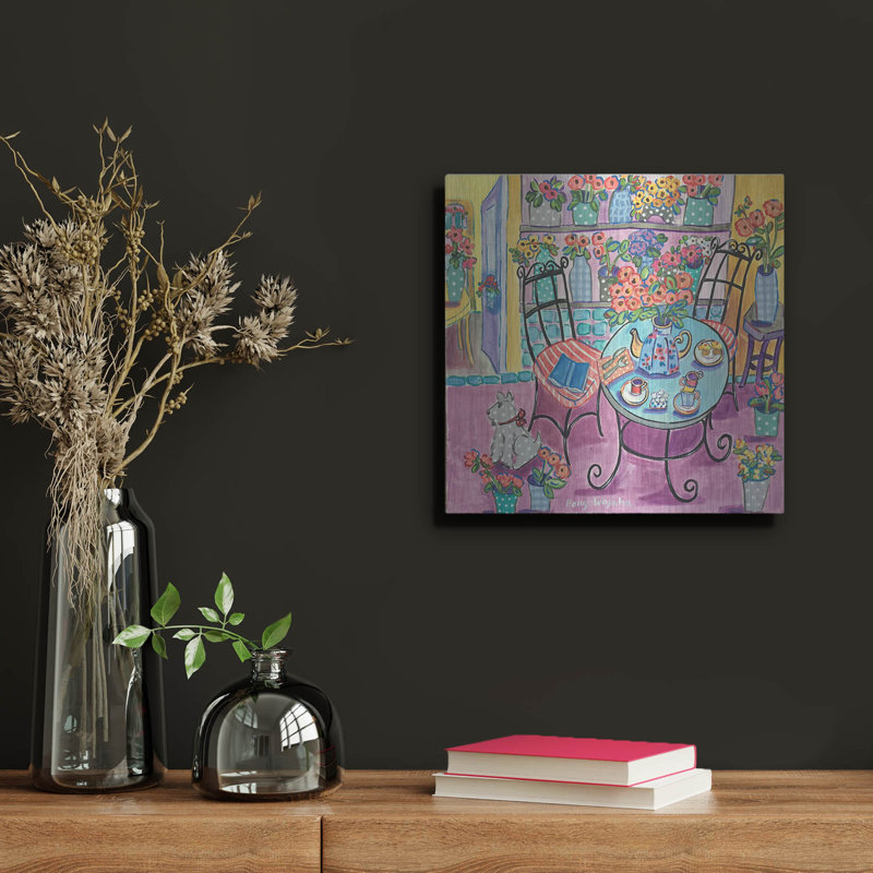 Winston Porter «A Flowery Cafe» par Holly Wojhan, art mural en métal, H 12 po x l 12 po