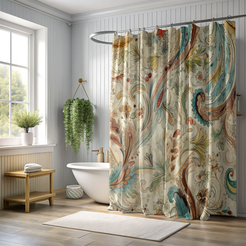 Rideau de douche Nostalgic Paisley - Premium, H 74 po x l 71 po