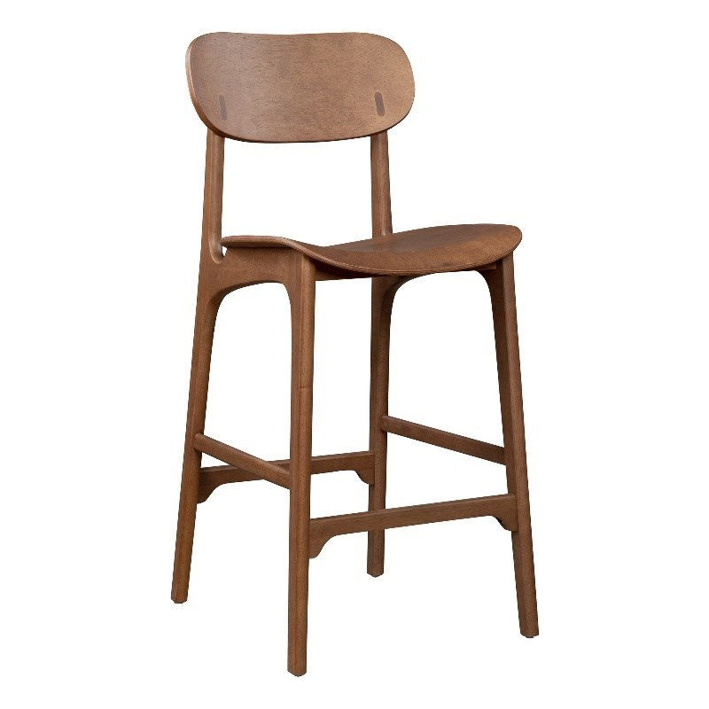  Tabouret de bar Mid-Century en bois d'hévéa brun Ale, 42.5