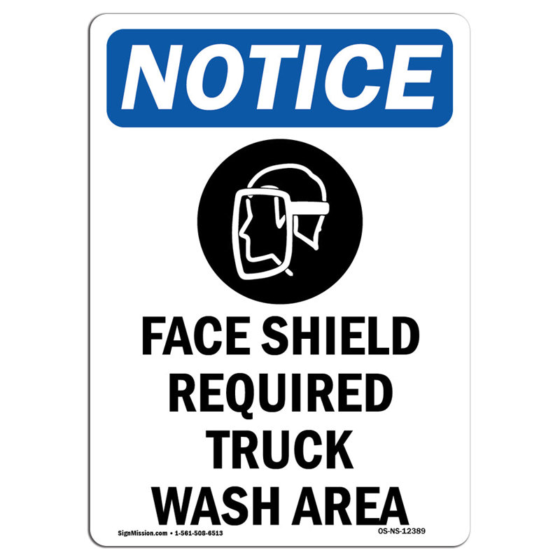 Face Shield Required Sign with Symbol