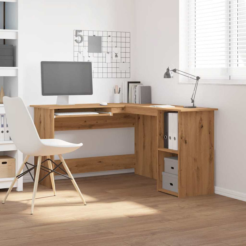 Corliss Corner Desk Computer Desk Study L-shaped Desk Table Engineered Wood, Artisan Oak