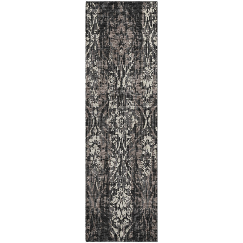 Tapis damassé de qualité supérieure Mayfield AMF2482, Black, 2'3" x 7'6" Runner