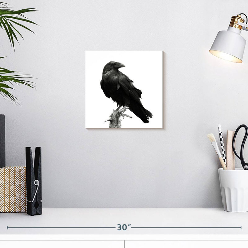 Crowle Raven On Tree Stump, H 10 po x l 10 po