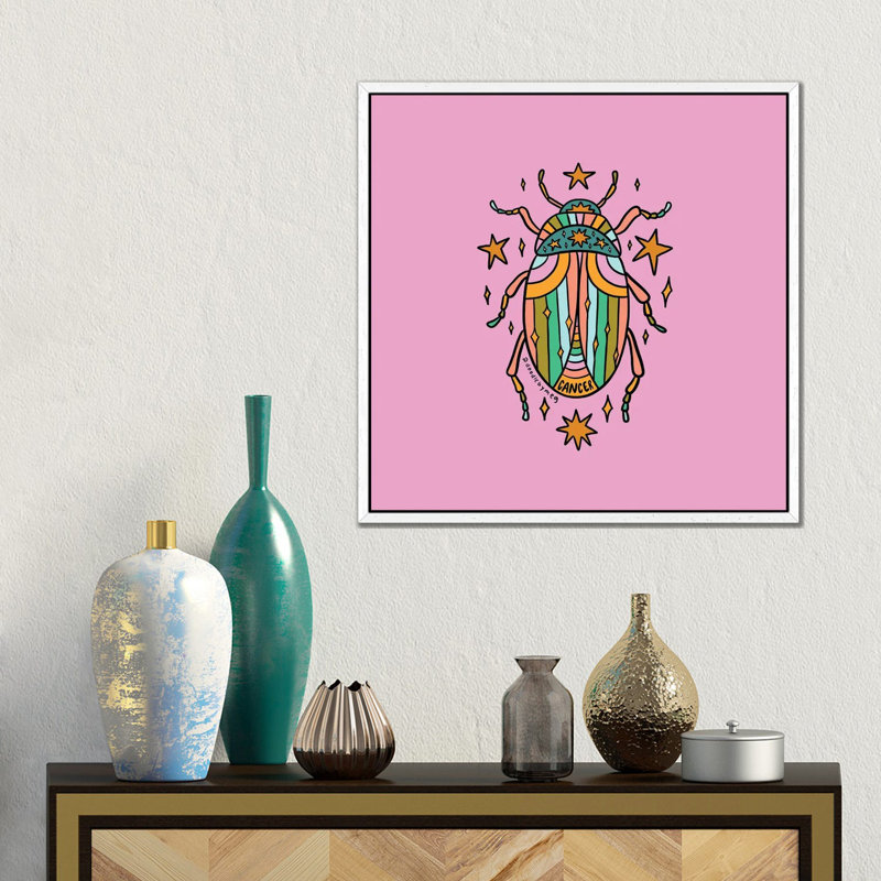 Cancer Beetle by Doodle By Meg - Gallery-Wrapped Canvas Giclée on Canvas, White Framed, 45.72 cm H x 45.72 cm W