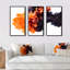 Orange et noir, encre dansante, nuages - ensemble d'art moderne sur toile encadrée moderne de 3-1000258331-1000258404