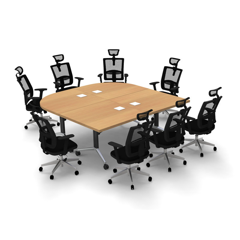 Albin 8 Person Conference Meeting Tables 2 piece Complete Set, Beech