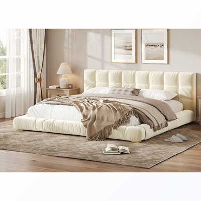 King size Upholstered Bed with Tufted Headboard