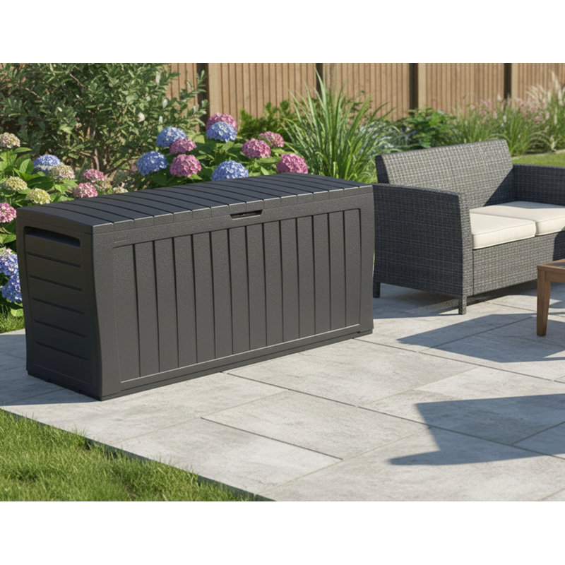 KYEUIN 114.5cm W 270L Plastic Storage Bench in Grey