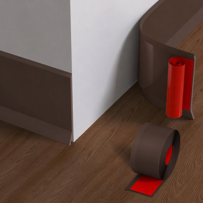 Plinthe autocollante en PVC, moulure murale autoadhésive et imperméable de 10 cm de large, plinthe de sol en vinyle flexible pour la rénovation et la décoration intérieure.