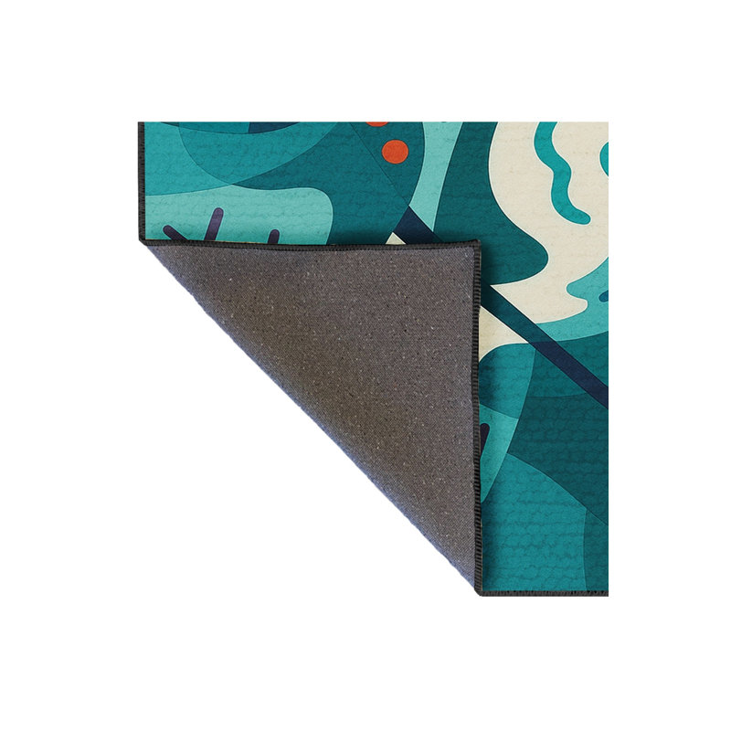 MOSSO Teal Vintage Washable Woven Backing Area Rug, 4'7" x 6'7"
