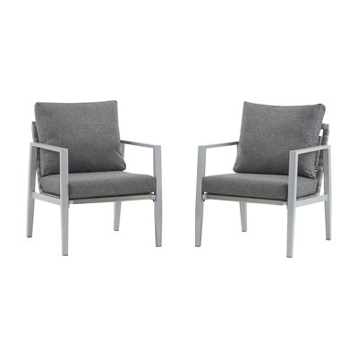 [Ensemble de 2] Méridienne en aluminium avec des accents élégants en corde et des coussins confortables, parfaits pour les espaces intérieurs et extérieurs modernes