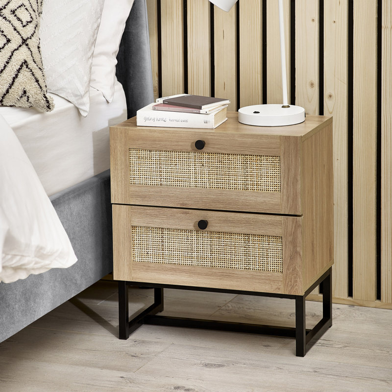Gennaro 50cm W Bedside Table, Brown