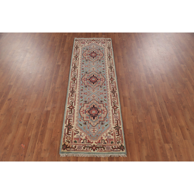 Tapis de couloir traditionnel bleu clair 3x8