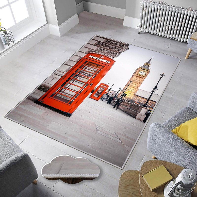 Luxurious Woven Area Rug, 5.9 x 9.2 ft, 100% Polyester, Antibacterial | Non-Slip PVC Felt Dot Underside, 0.3 in Pile Height | Machine Washable, 3D Digital Print, Perfect for Living Room & Bedroom Décor