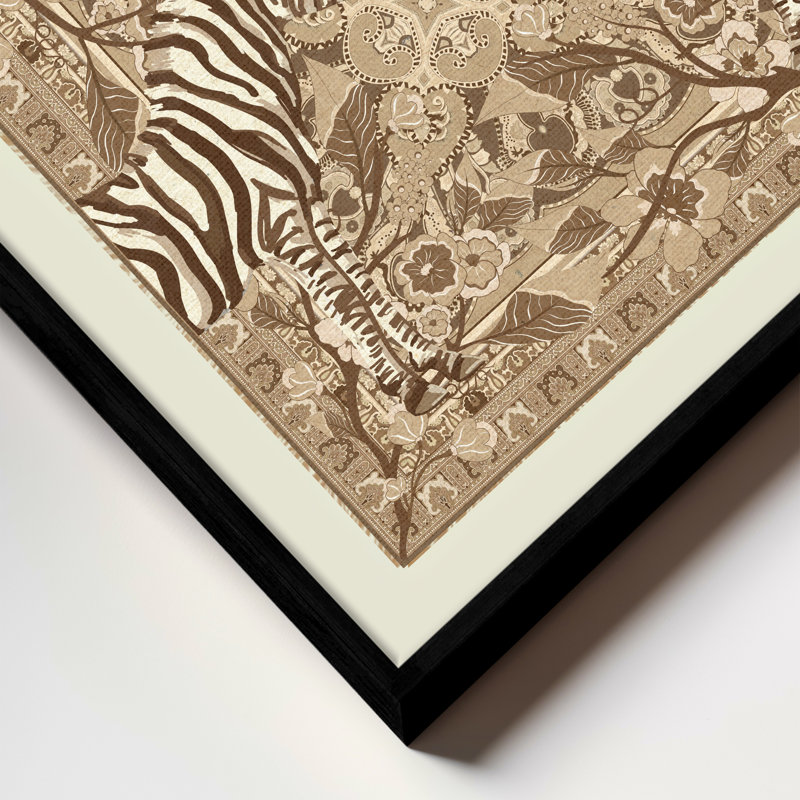 Boîte Royale Menagerie Jungle Courtship par ChiChi - Tapisserie zébrée | H 20 po x l 20 po | Cadre noir, H 20 po x l 20 po