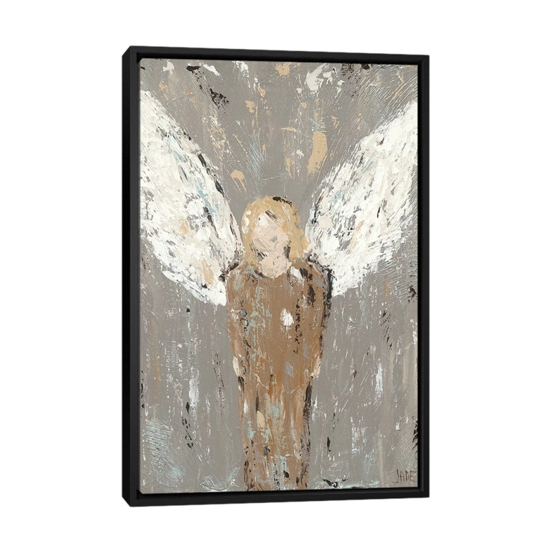 «Angel Guardian» par Jade Reynolds - reproduction d'art, H 40 po x l 26 po x P 1,5 po, Toile avec cadre noir, Pas de tapis