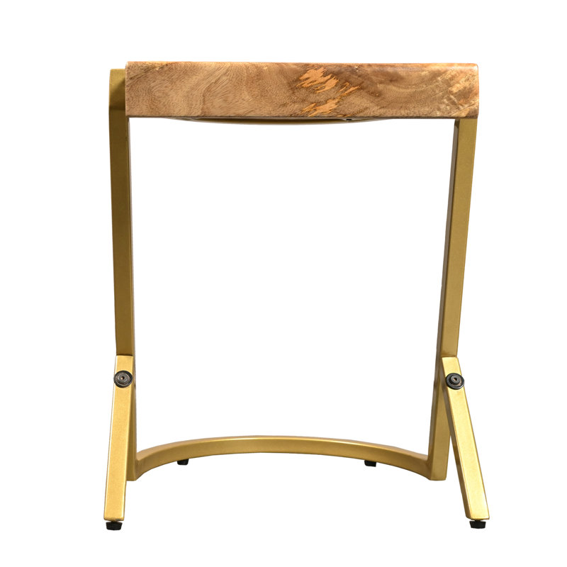 Delwood Solid Wood  C shape Top End Table