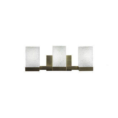 Karson 3 Light Bath Bar Shown In New Age Brass Finish With 4" Square Glass