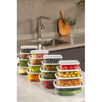 Durable Plastic Storage Box Set (16 Pieces) - 4 x 8.3 x 1.6 in. (250 ml), 4 x 10 x 2 in. (500 ml), 4 x 11.5 x 2.3 in. (750 ml), 4 x 14 x 2.6 in. (1.2L) | Gray Color | Dishwasher Safe | Ideal for Organizing Home & Kitchen