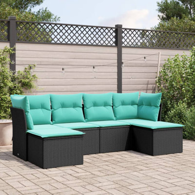  Ensemble de canapé de jardin noir
