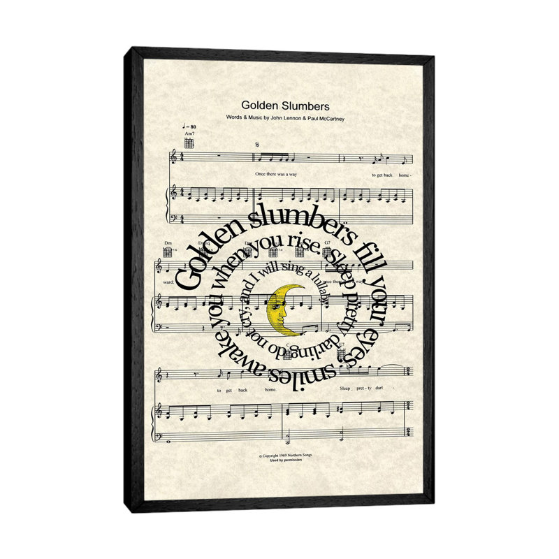 Golden Slumbers - Yellow Moon 1 Piece Wall Art on Canvas, 101.6 cm H x 66.04 cm W, Black Framed