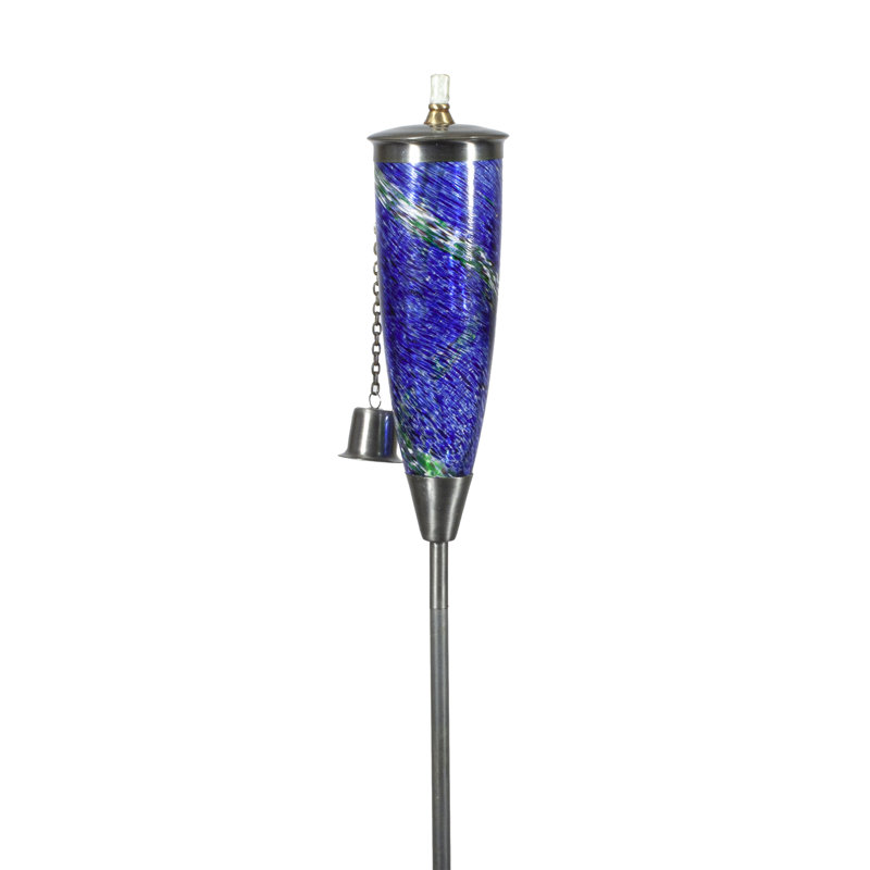 Genesis Blue Hand-Blown Glass and Metal Oil Torch