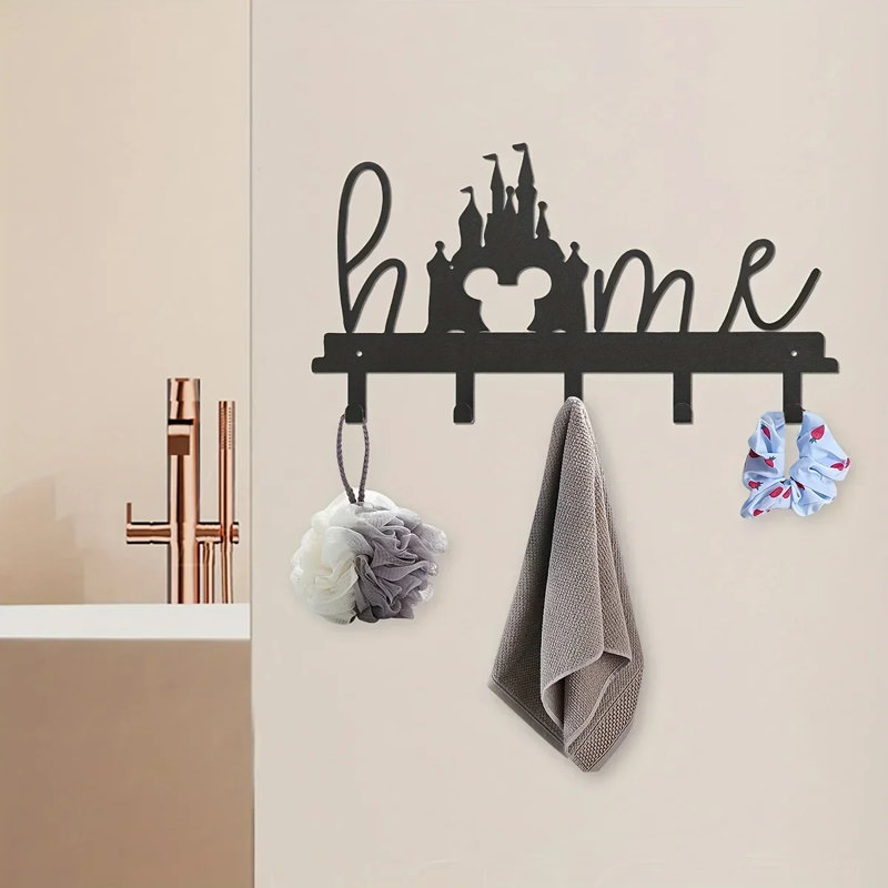 Porte-clés mural avec crochets Easy Installation Sp ... - Fer - 1 pièce - Porte-clés - Noir - Organisation multi-clés