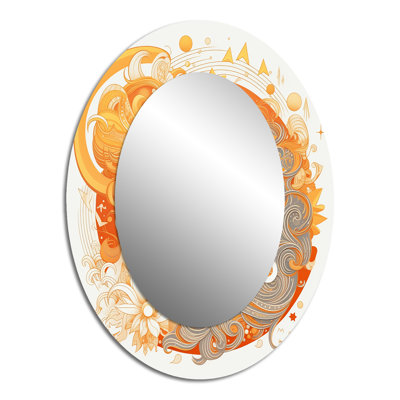 Couple Kissing In The Sun Retro Illustration II - Large Oval Wall Mirror On Metal