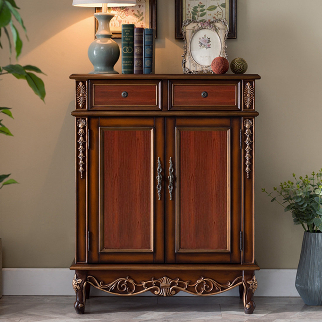 Mobel Oak Tall Narrow Shoe Storage Cupboard – Duck Barn Interiors