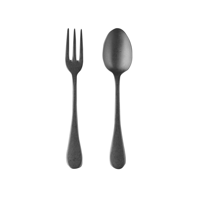Ensemble de service BRescia (fourchette et cuillère), Or noir, L 9,83 po x l 3 po