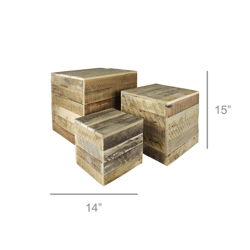 Shaw Salvaged Wood Risers Set of 3