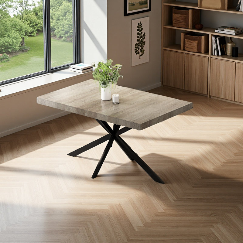 55.11" -70.86"Retro Rectangular Stretch Dining Table, Gray