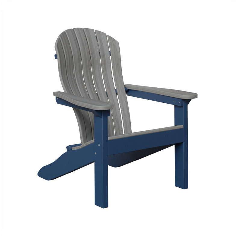 Berlin Gardens Contour Adirondack Chair, Driftwood Gray with Navy Blue