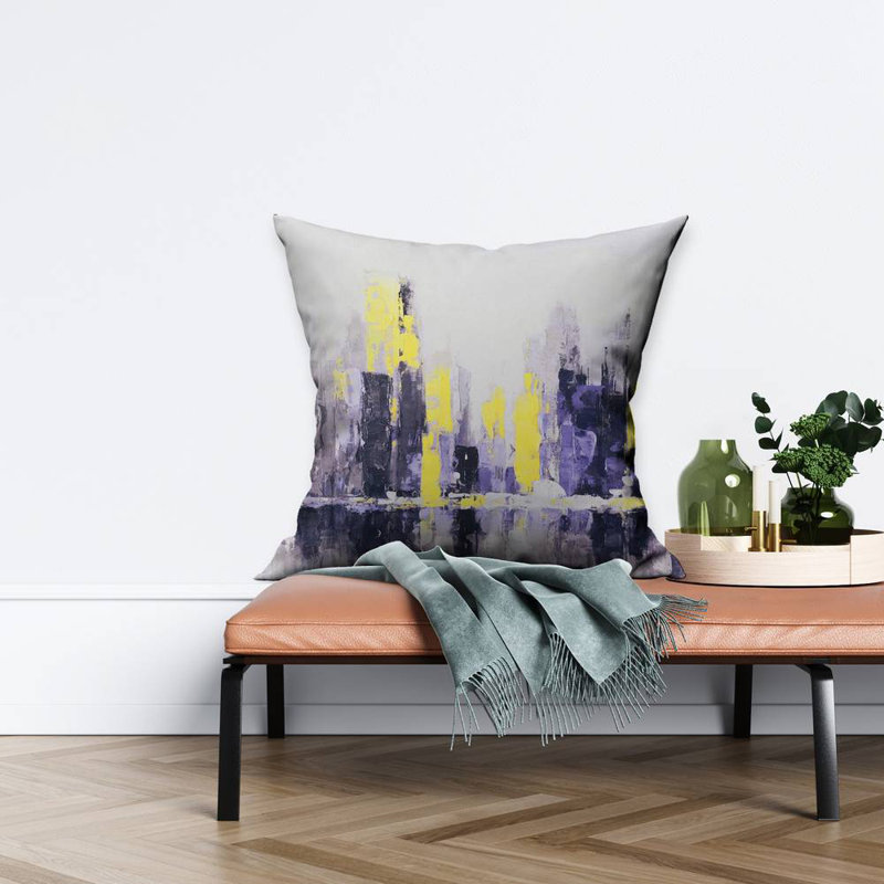 Abstract and blurry cityscape - 26"x26" Throw pillow - Poly twill - Print on demand, 26" x 26", Polyester/Polyfill