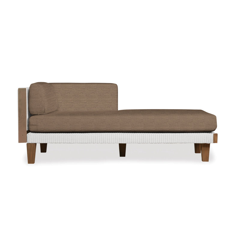 Catalina Outdoor Teak Chaise Lounge, Loveboat Mint, White