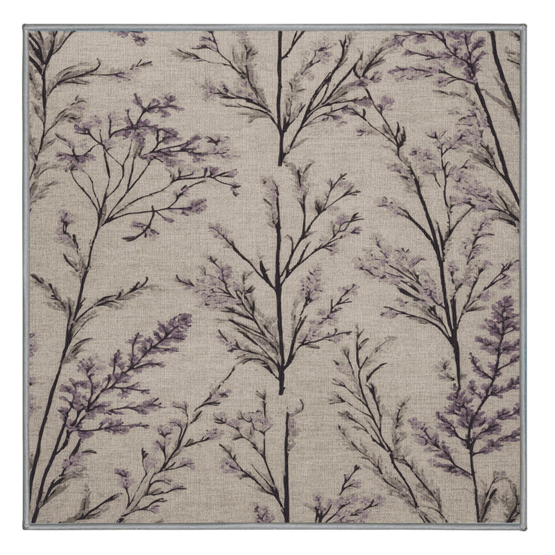 Tapis gris botanique lavable à la machine, Carré 4 pi