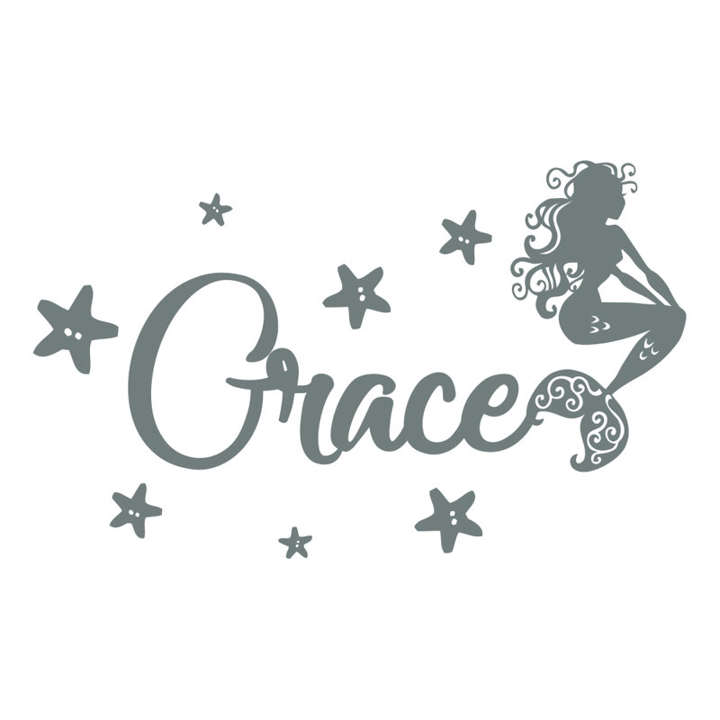 Décalcomanie murale chambre de bébé sirène, Gris