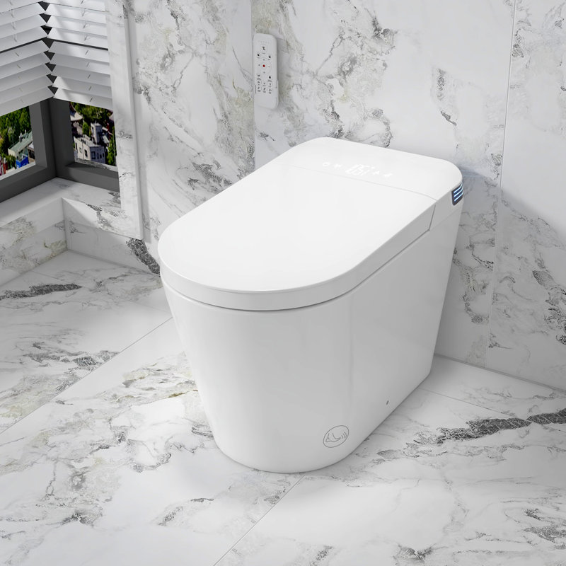  Breezebath Smart Bidet Toilet – Hands-Free Auto Open/Close & Flush, Heated Seat with Night Light, Digital Display, Deodorizer, Built-in Tank 1.06 GPF, Antibacterial Glaze, WaterSense & cUPC/cETL Certified