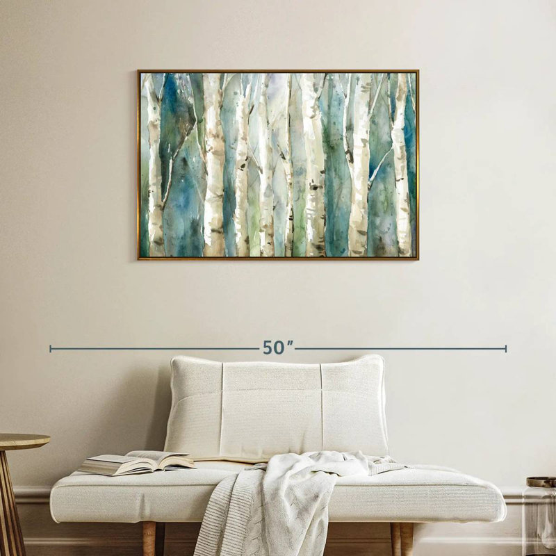 Birch River Walk, Cadre flottant doré, 37 po x 25 po