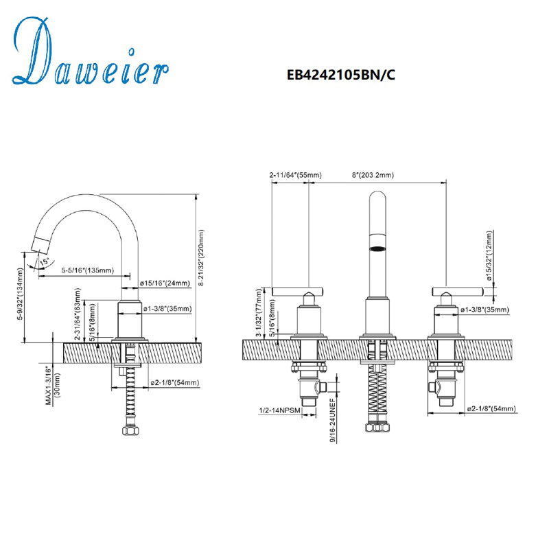 Widespread 2-handle Bathroom Faucet with Drain Assembly, Brushed Nickel