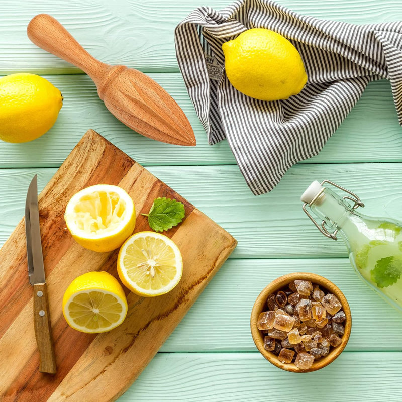 Presse-agrumes en bois de hêtre - Presse-citron en forme de cône pour limes, oranges et pamplemousses