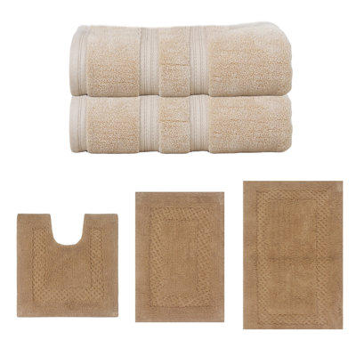 Ensemble de serviettes de bain 2 pièces et tapis de bain 3 pièces Classy, ensemble de 5, turquoise