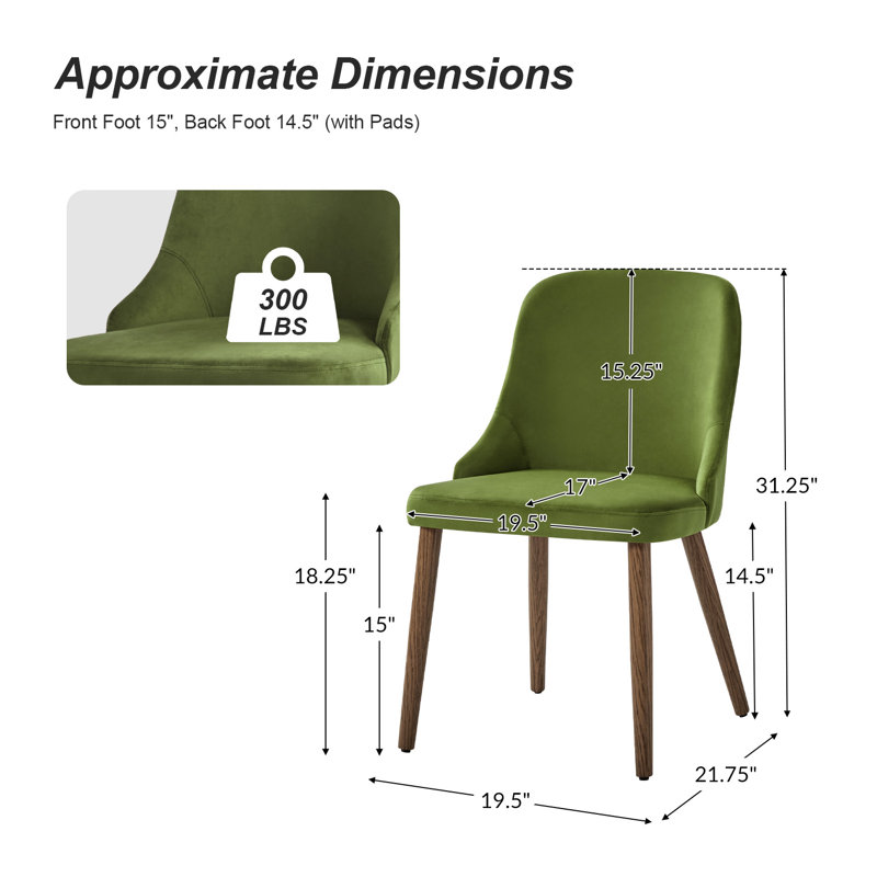 Chaise d'appoint rembourrée Kanalu, Vert