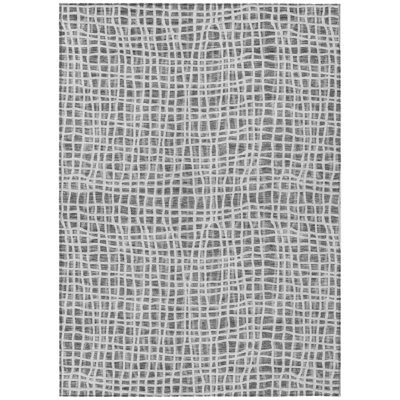 Tapis extérieur lavable rayé gris anthracite et argent 5 pi x 8 pi