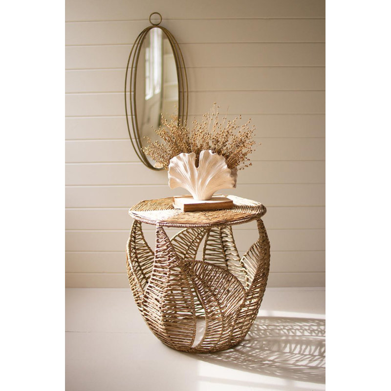 FERN DETAIL SEAGRASS SIDE TABLE
